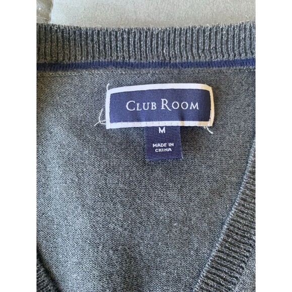 Club Room Mens Sweater Vests 1 Blue 1 Gray Size Medium V-Neck Pullover Lot of 2 - Picture 4 of 12